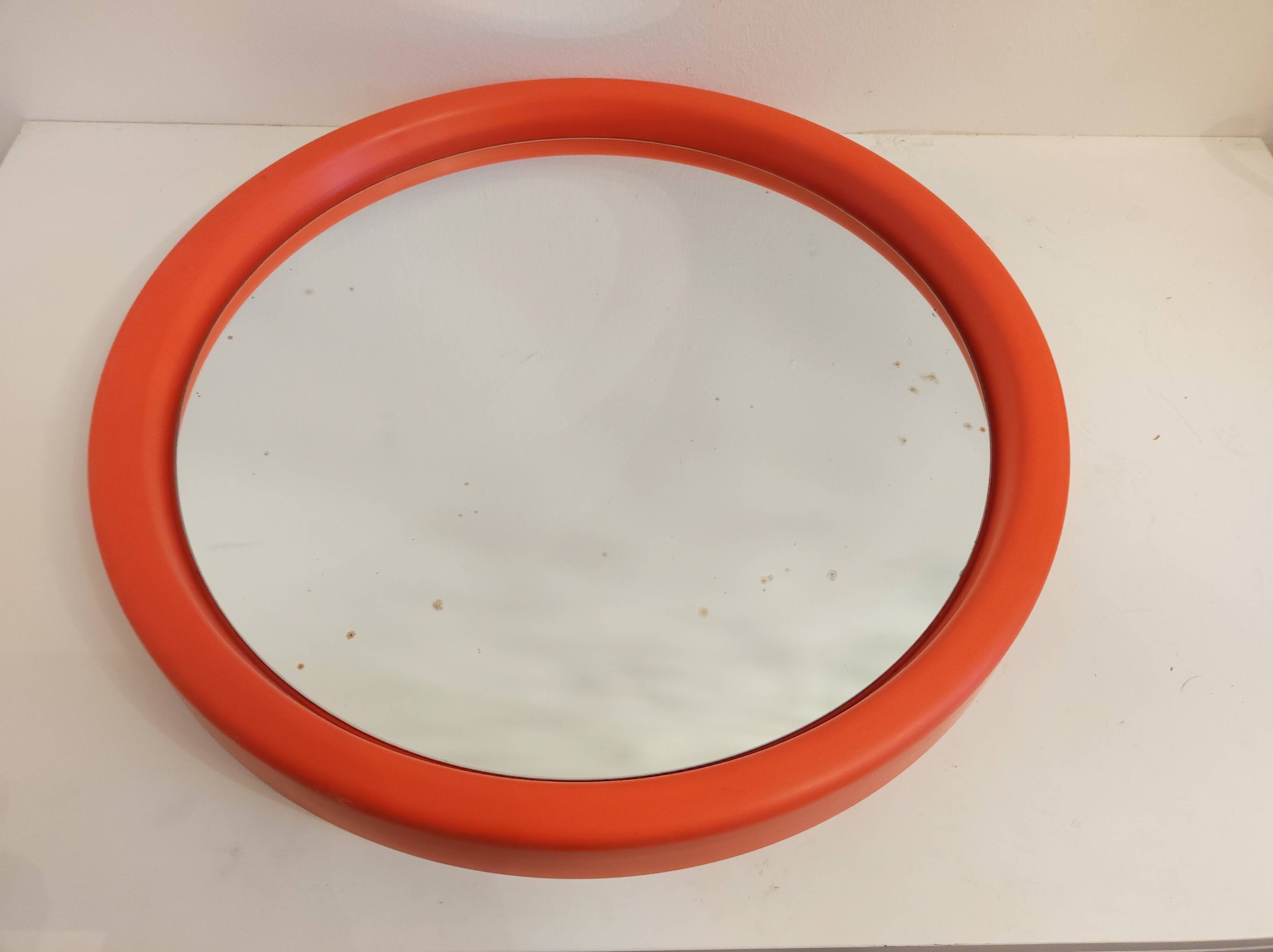 Vintage round wall mirror pop space age