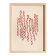 Abstract painting on framed paper signed Eawy dark red colour.