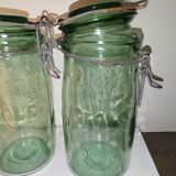 Lot 3 ideal green glass jars