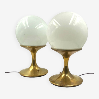 Mid-century pair of brass table lamp, Italy, 1960s