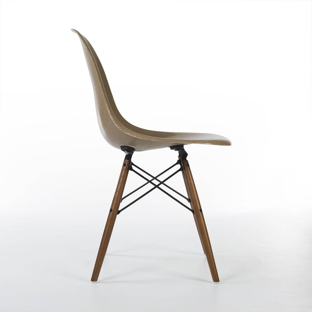 Tan Herman Miller Original Eames DSW Dining Side Shell Chair