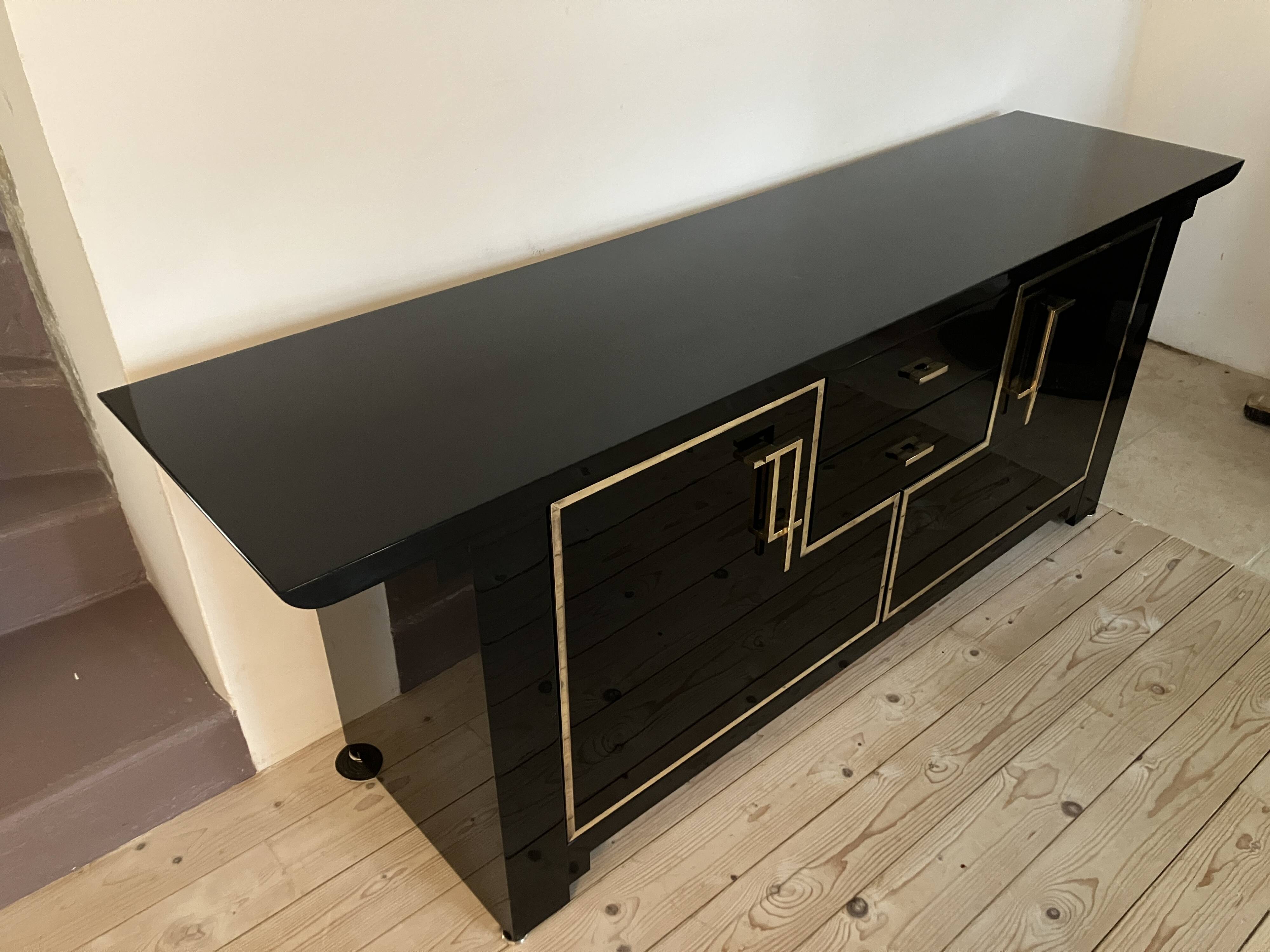 1970s black lacquer sideboard