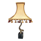 Vintage Fish Side Lamp - Grey Marble Base and Brass Fish