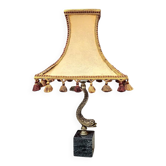 Vintage Fish Side Lamp - Grey Marble Base and Brass Fish