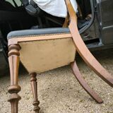 Set of 6 English chairs in mahogany and black leather