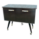 Vintage 1960s rolling and illuminating bar with compass legs.