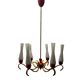 Vintage Opaline Glass Brass Chandelier 1950’s