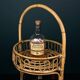 Vintage round service trolley in bamboo and rattan, 1960s