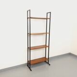 Vintage Italian modular teak and metal bookcase