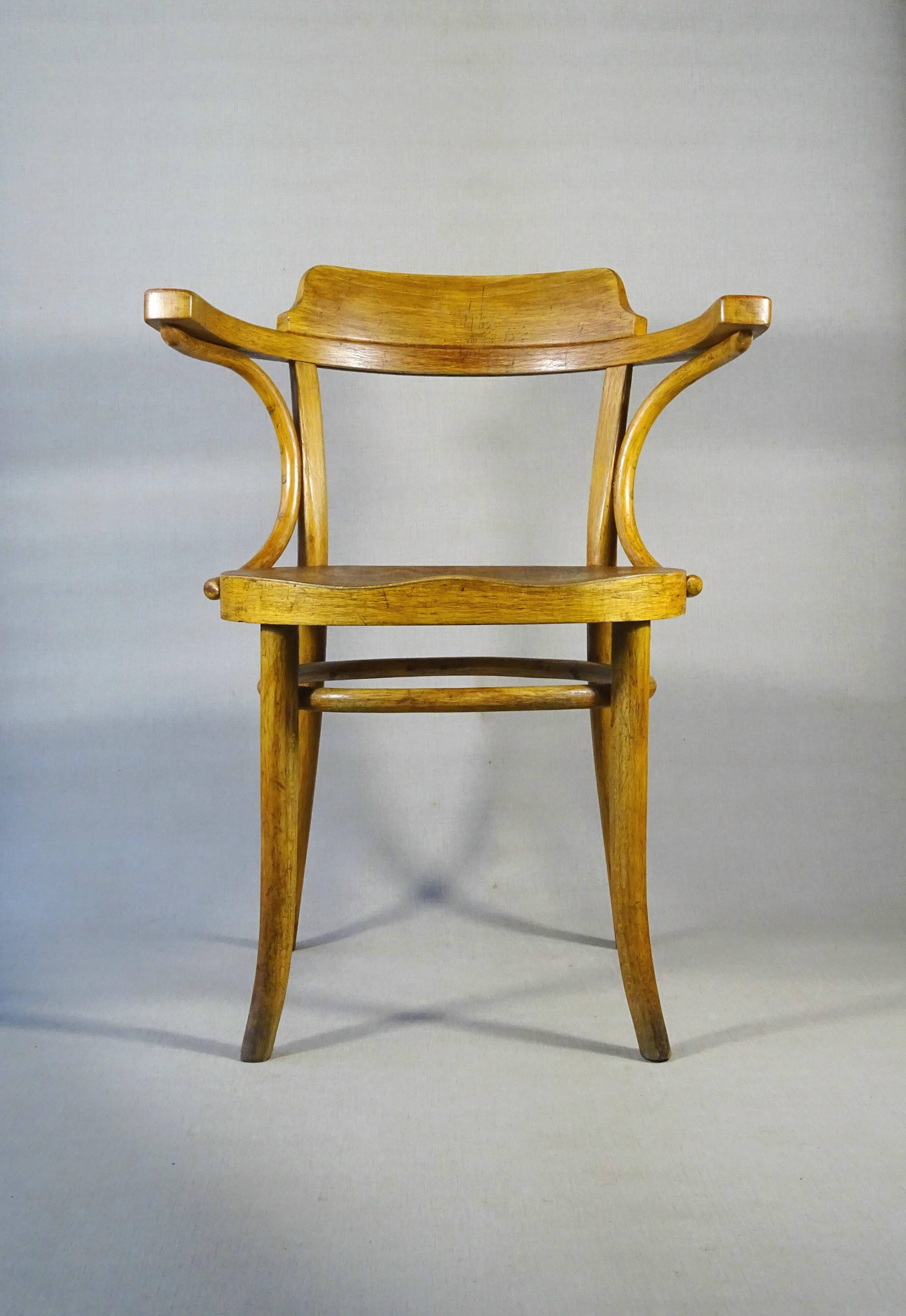 Thonet Bistrot Armchair N°B4 circa 1930 saddle wood seat