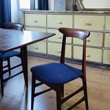 1960s Italian teak chairs in blue