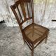 Antique Bistro Chair with Carved Wood and Woven Seat Vintage #E096