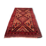 Vintage afghan village rug 138x85 cm, red, black