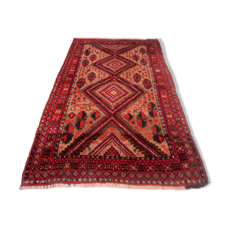 Tapis vintage afghan village 138x85 cm, rouge, noir