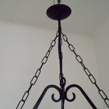 Rustique français vintage noir fer forgé 3 lumières lustre nuances de peau 4526