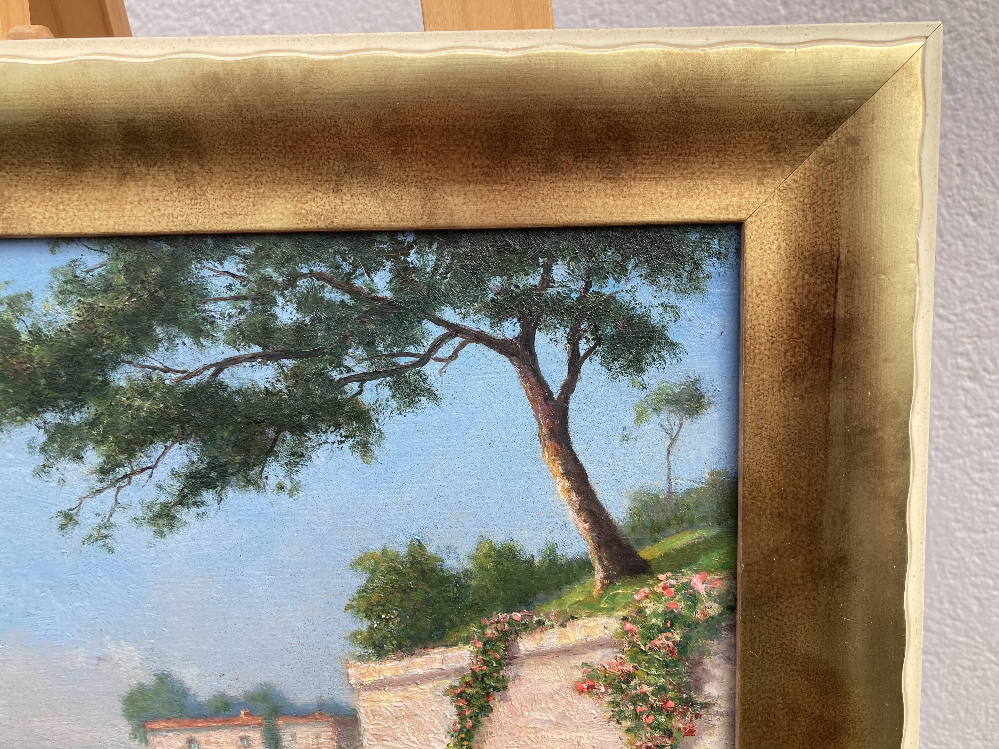 French School of the 20th century, Mediterranean seaside, oil on panel