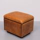 Sheepskin Leather pouf or Ottoman with storage 1970s