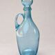 Carafe vintage en verre bullé bleu avec bouchon