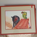 Oil on paper signed by the sculptor Jean Claude Causse