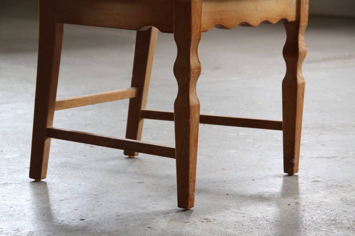 Set of 6 vintage Danish oak razorblade highback chairs by H. Kjærnulf, 1960s