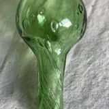 Biot-signed bubble glass bottle, green carafe