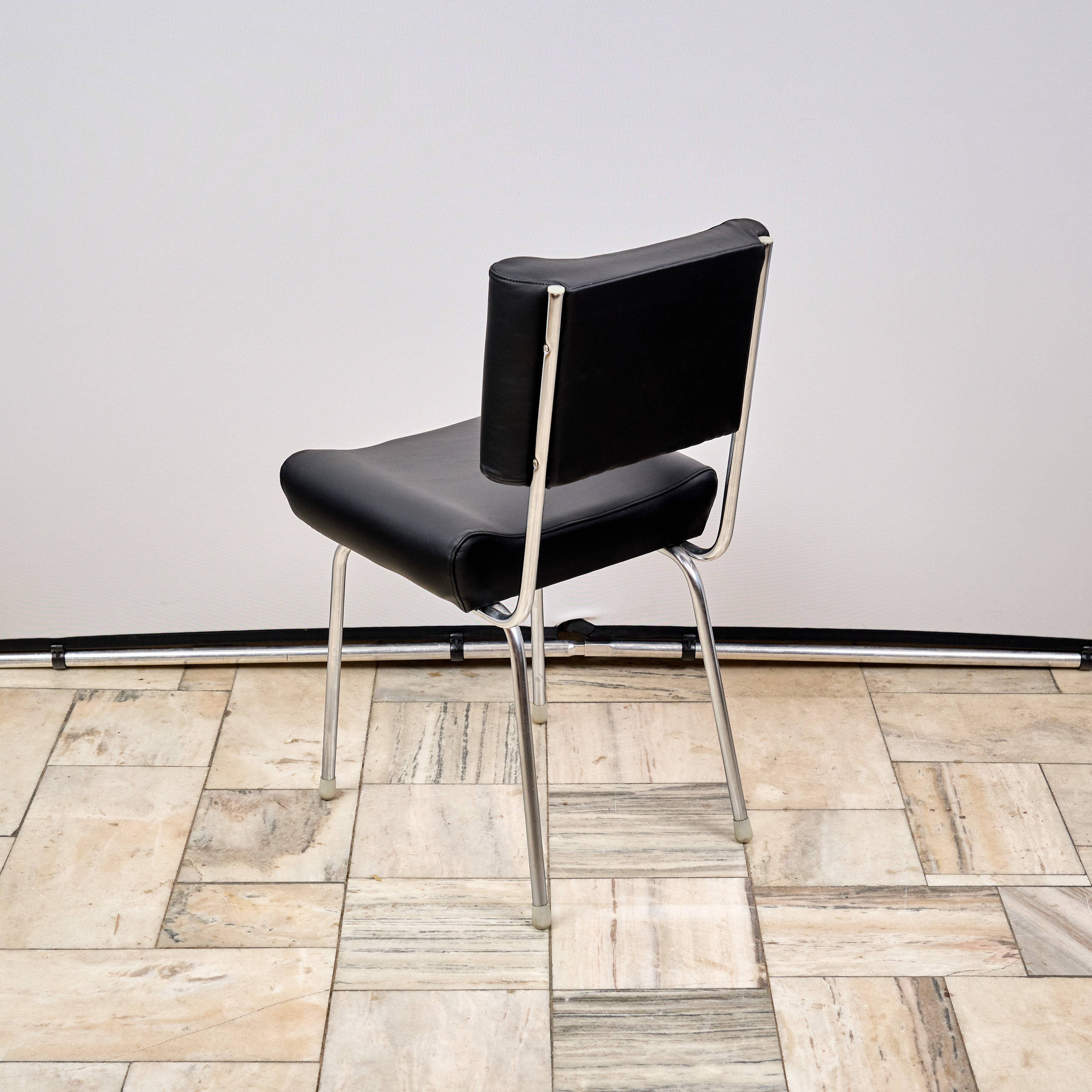 Vintage Leather Chair with Chrome Legs, 1970s, Czechoslovakia