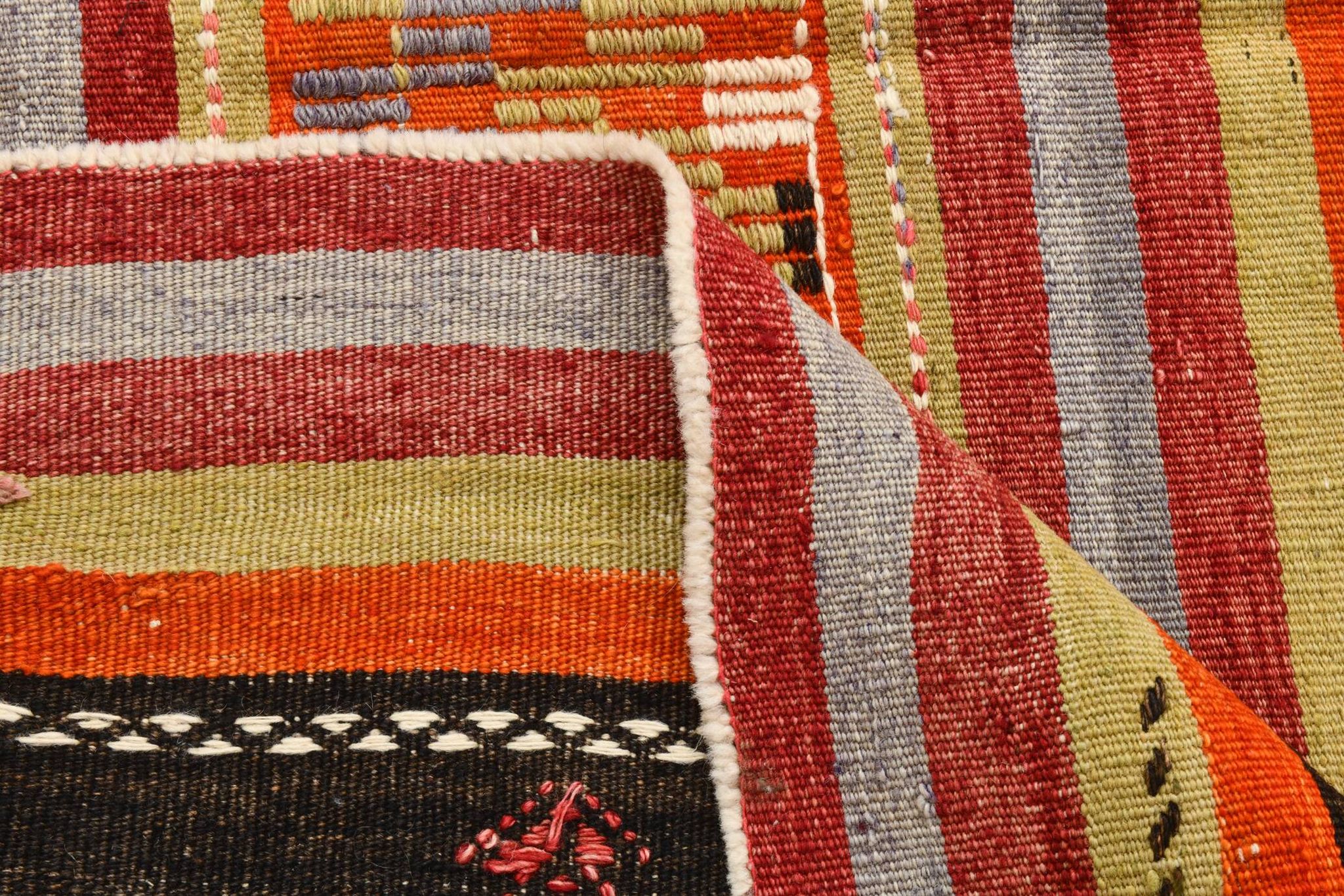 6x12 Soft Orange & Red Turkish Kilim Rug, 180x340Cm