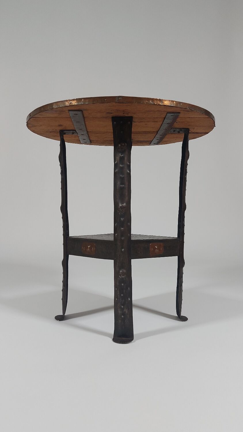 Antique Viennese side table handcrafted in wrought iron.