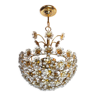 Lustre floral en cristaux taillé par Bakalowits & Söhne, Autriche, 1970