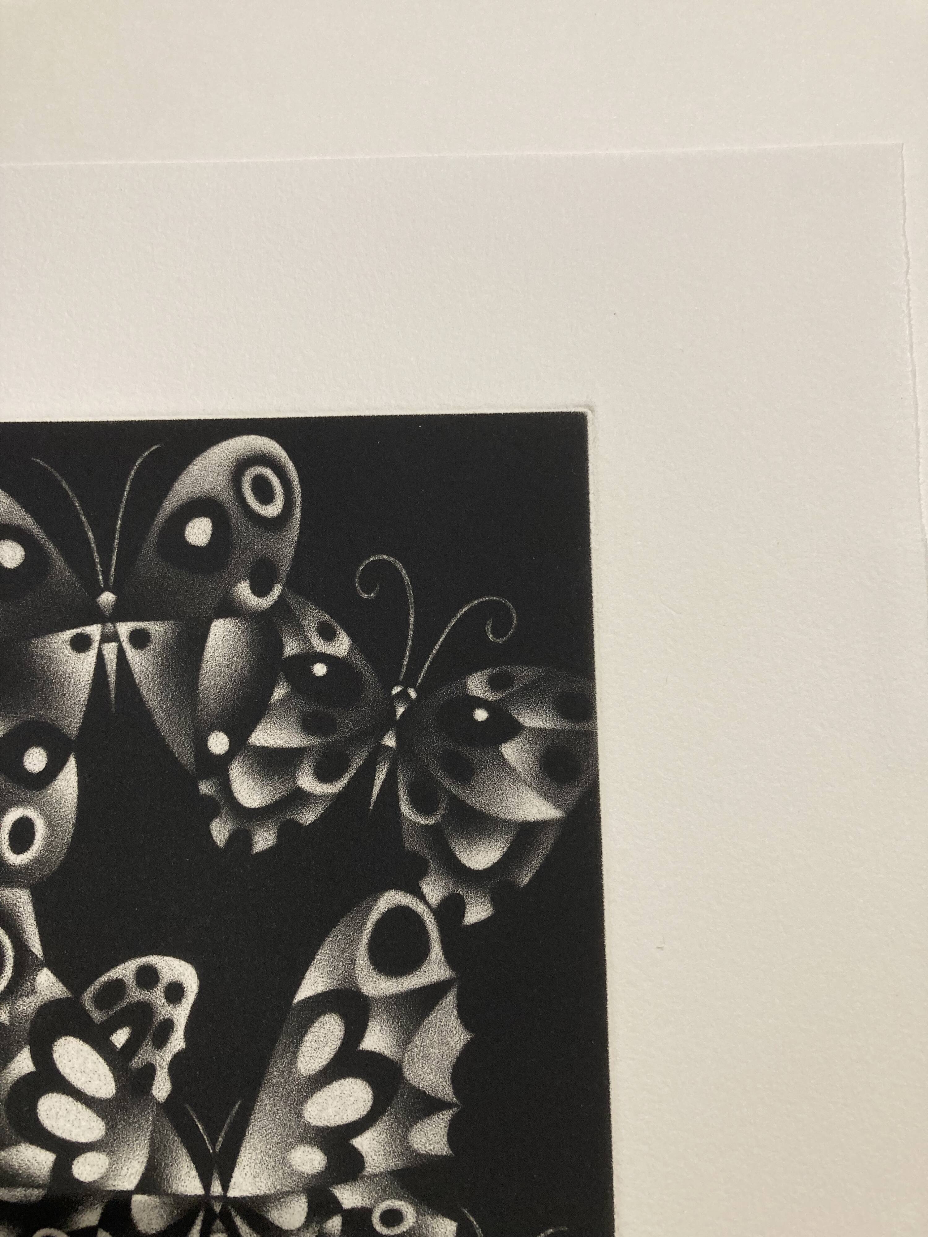 Mario avati (1921-2009), butterflies, black manner, 1970