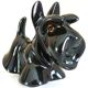 Salt and pepper shakers, glazed ceramic, Scottish terrier dog, signed