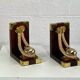 Pair of antique wooden and brass bookends