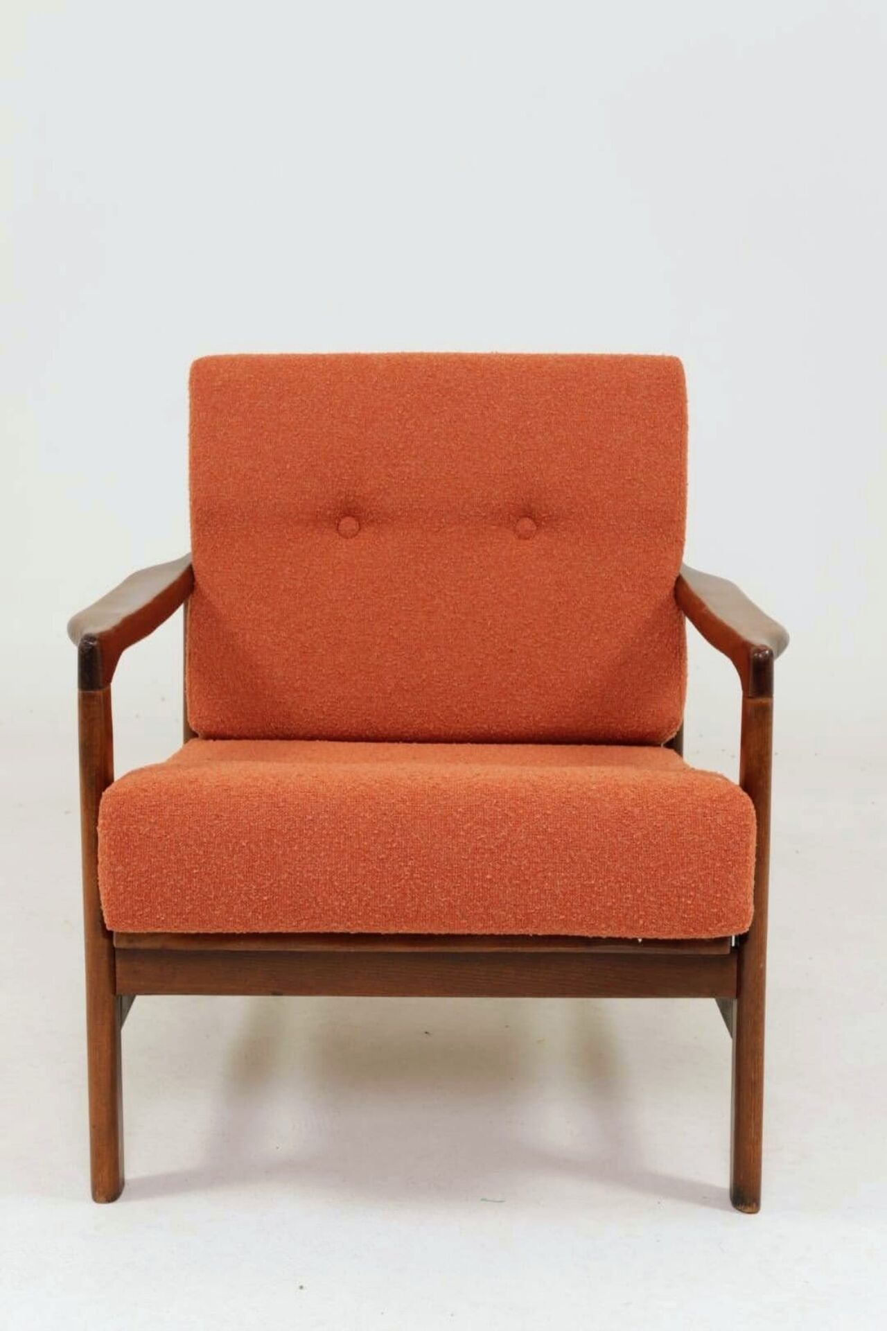 Vintage Armchair Orange Papaya Cushions, Poland, 1960