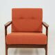 Vintage Armchair Orange Papaya Cushions, Poland, 1960