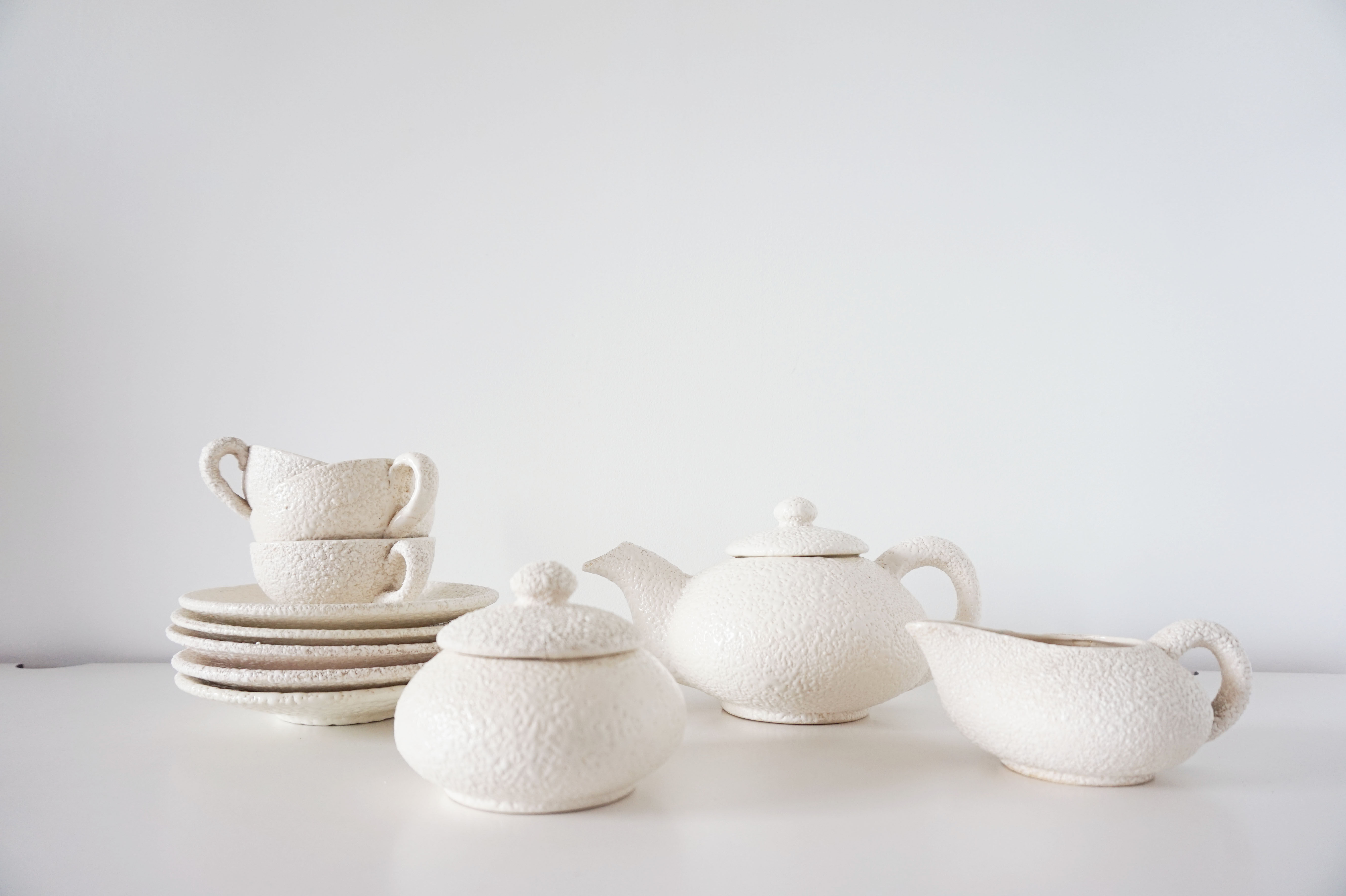 White ceramic coffee or tea set