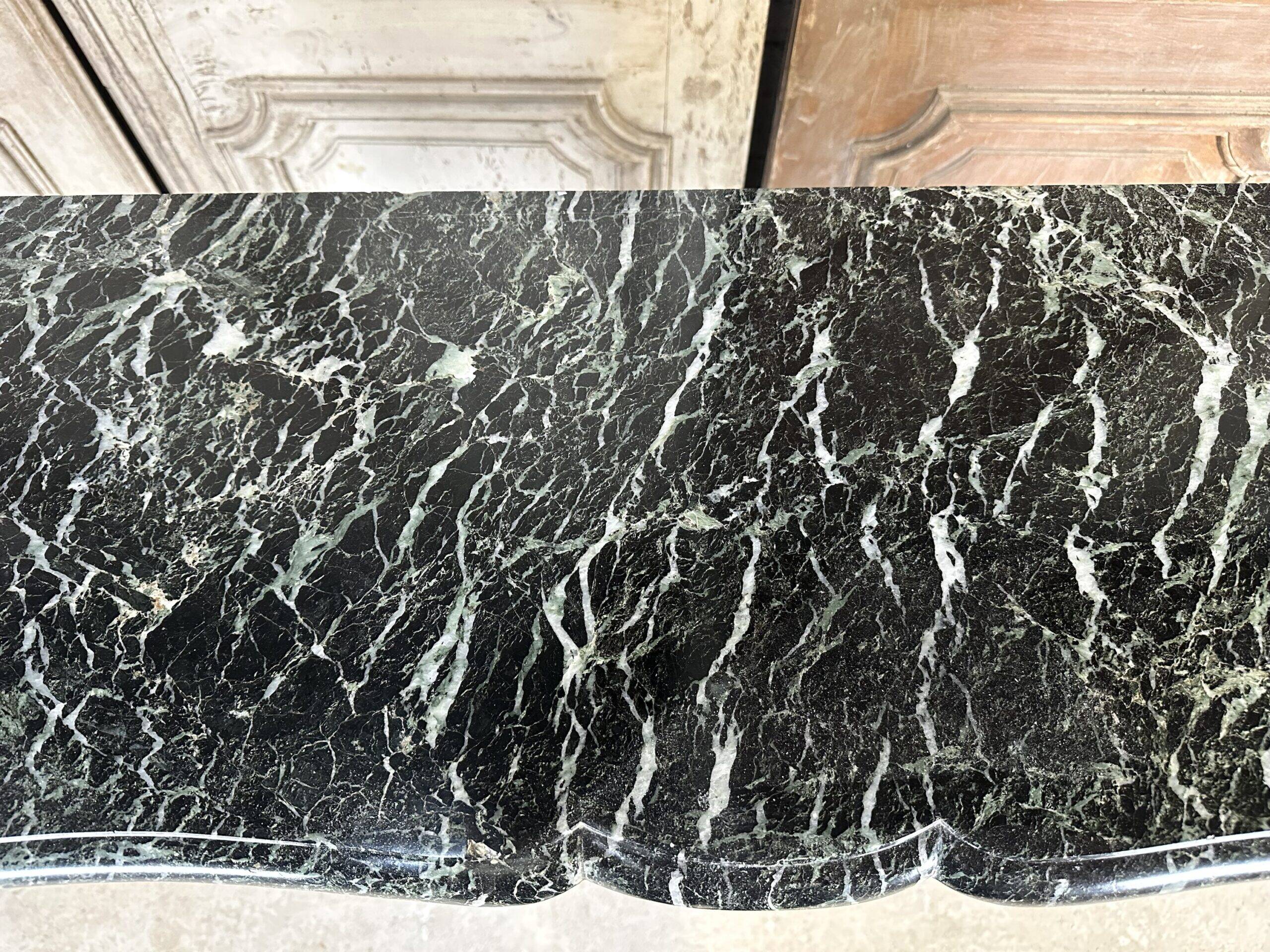 Louis XV style fireplace in green marble, 1900s
