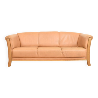 Mid-Century Danish Oak & Leather Sofa, 1970s.