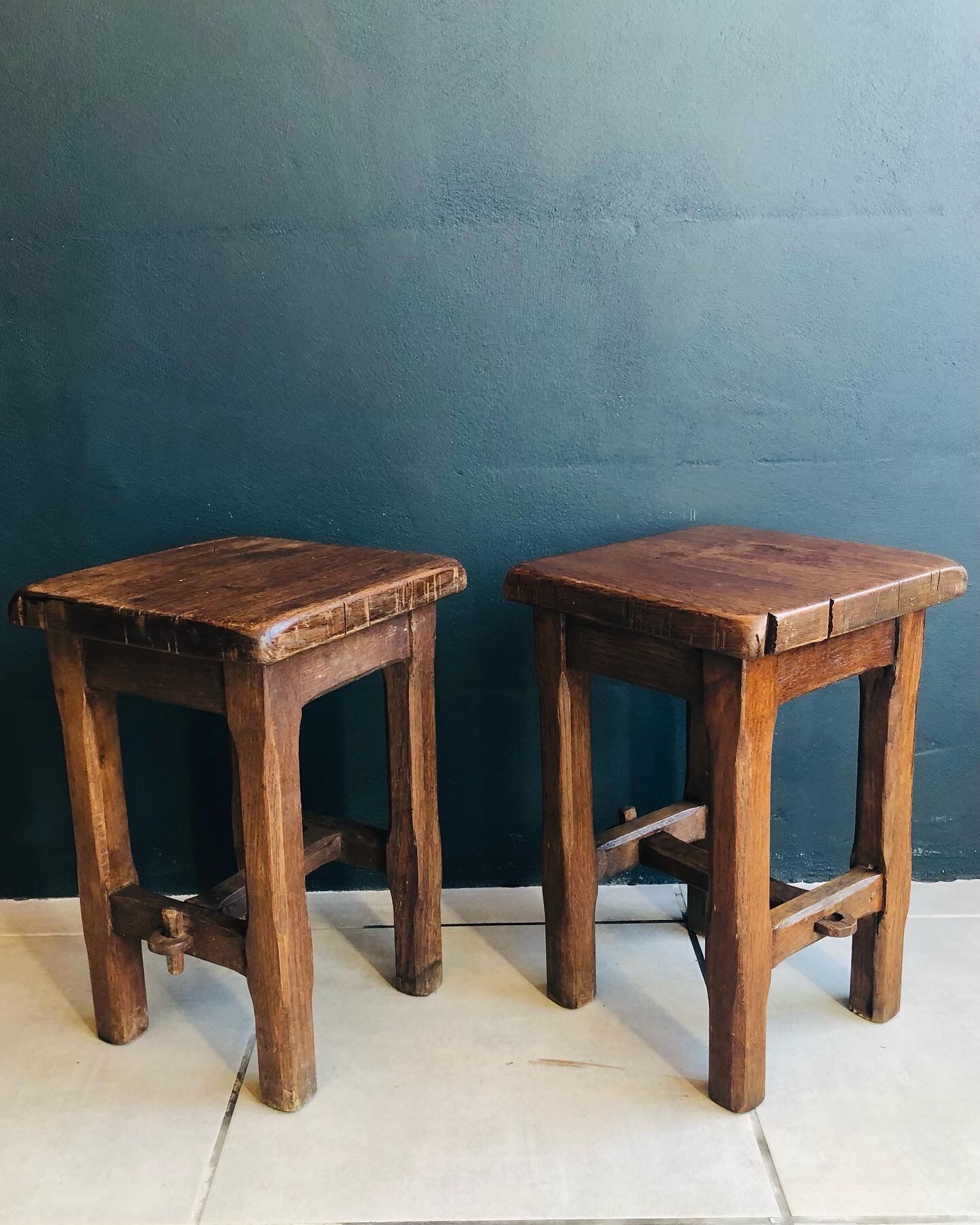 Pair of French craft stools after the war