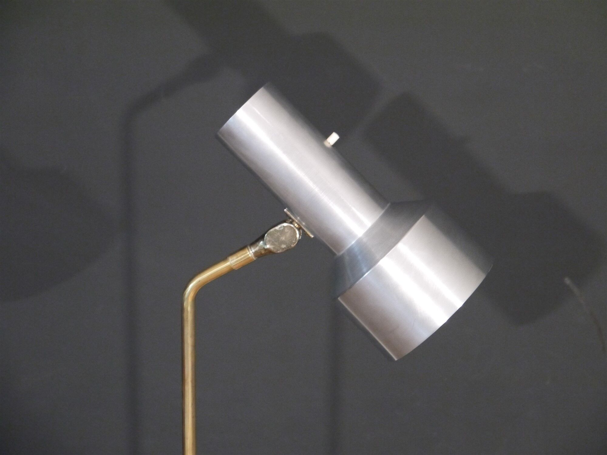 Vintage brass and brushed aluminum floor lamp