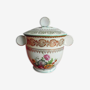 Sucrier en porcelaine de Limoges motifs fleurs