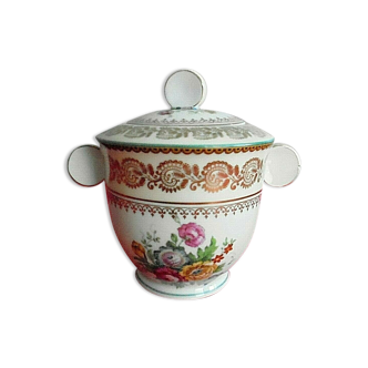 Sucrier en porcelaine de Limoges motifs fleurs