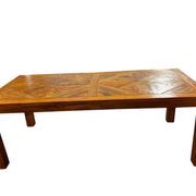 XL vintage wooden table with marquetry