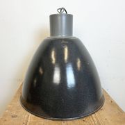 Large Dark Grey Enamel Industrial Factory Lamp from Elektrosvit, 1960s