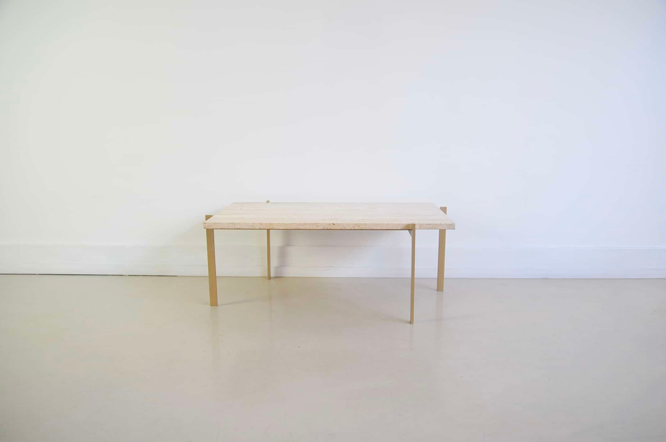 Rectangular travertine coffee table