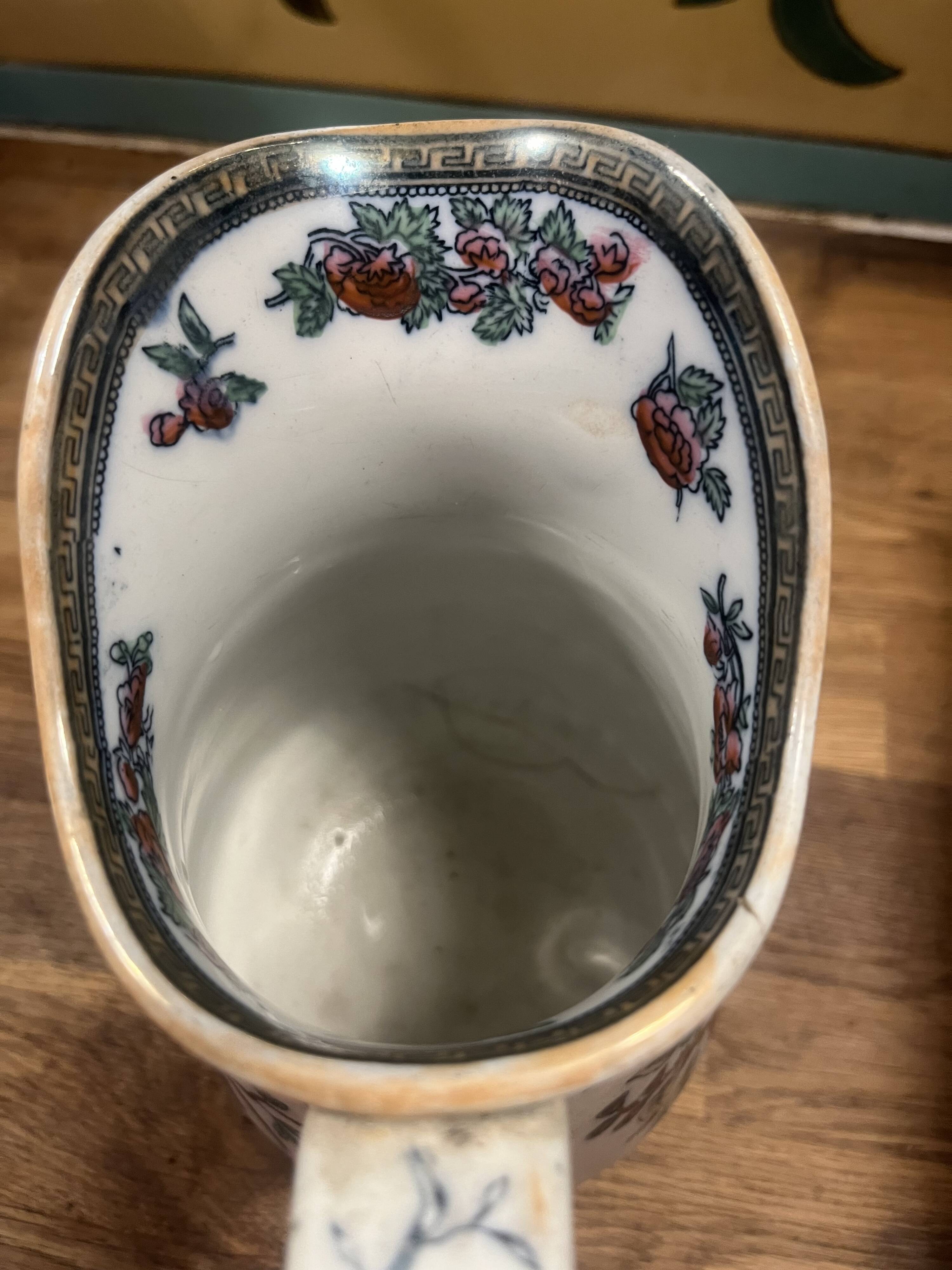 Typical English porcelain jug, "Indian Tree" decoration.