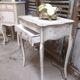 Small side table with walnut storage, patinated white shabby chipped