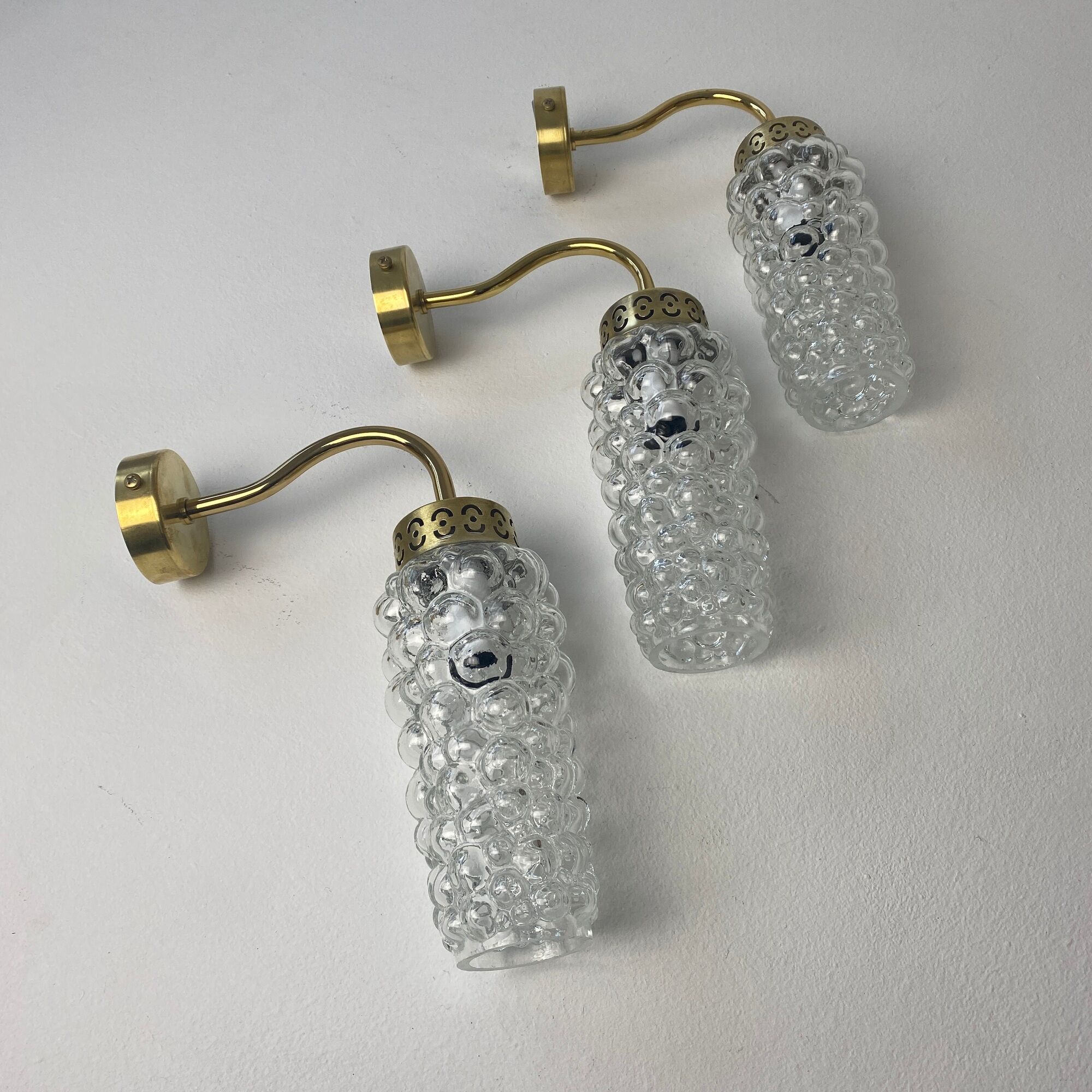 Lot 3 vintage glass wall lamps