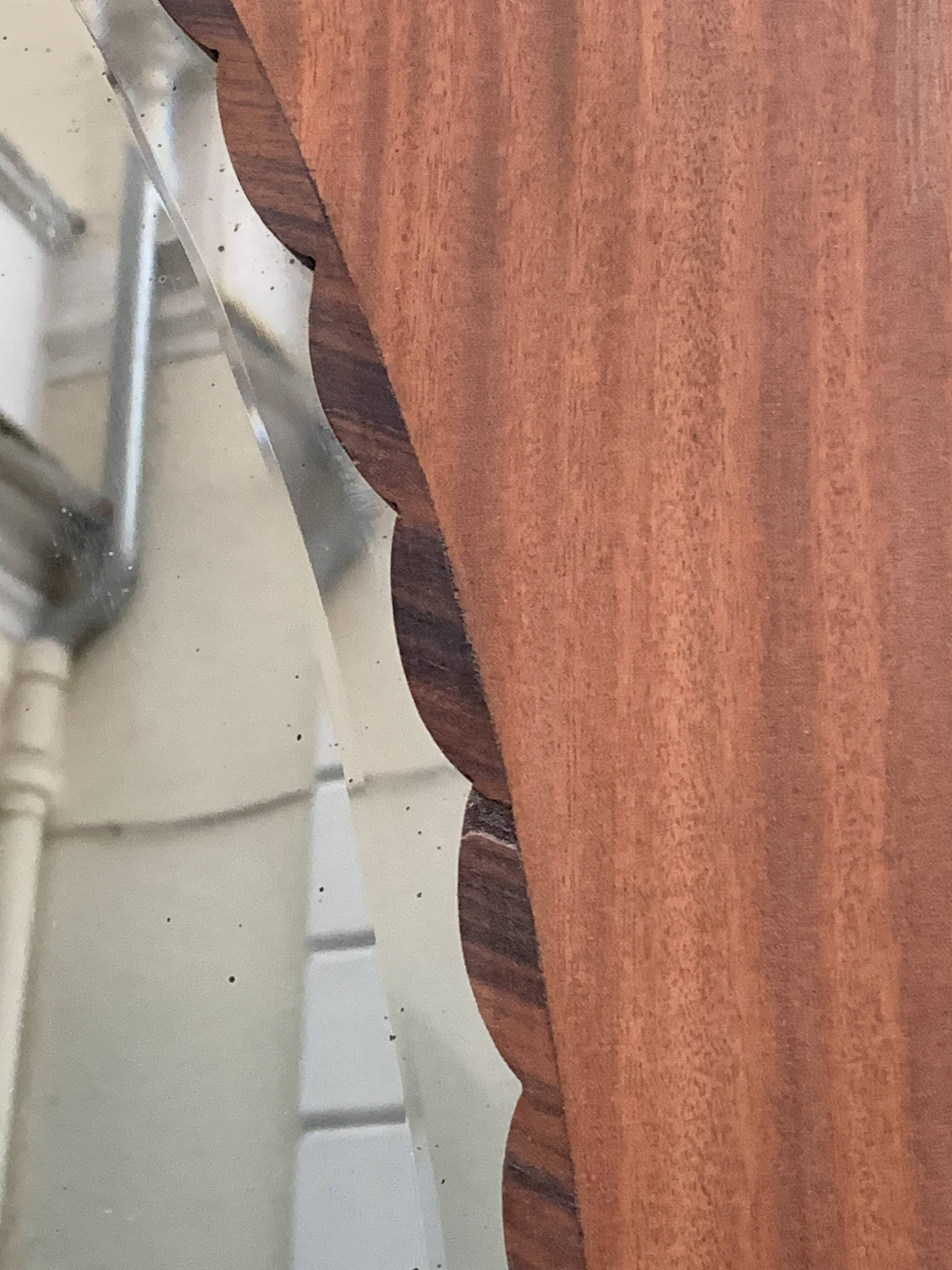 Beveled oval mirror on art deco door Mahogany 79x162