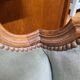 Vintage Louis XV style wing chair, light green velvet
