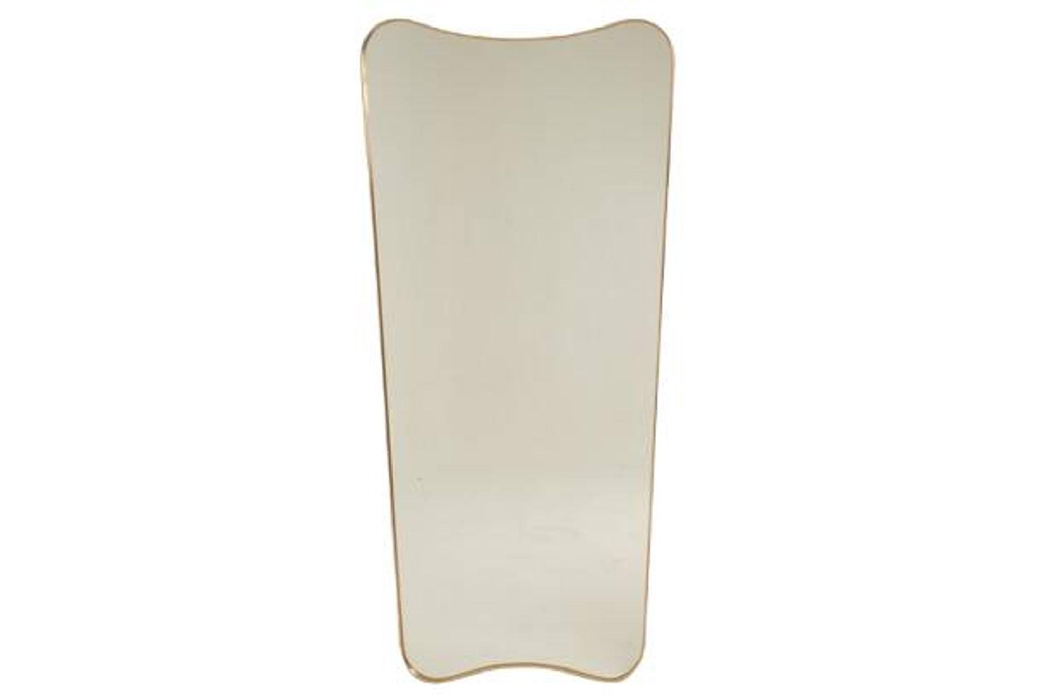 Patinated brass-framed mirror. 1980s/90s.